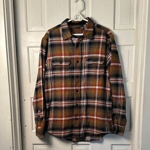 Ovis Plaid Flannel Button Down Shirt Workwear
Brown Size Medium